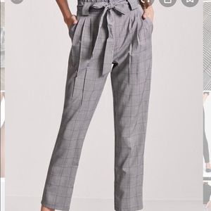 Forever 21 Gen Plaid Paperbag Pants